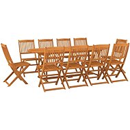 11-piece garden dining set solid acacia wood, 3086977 - Garden Furniture