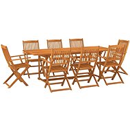 9-piece garden dining set solid acacia wood, 3086986 - Garden Furniture