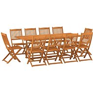 11-piece garden dining set solid acacia wood, 3086987 - Garden Furniture