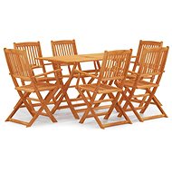 7-piece folding garden dining set solid eucalyptus wood, 3087152 - Garden Furniture