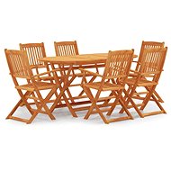 7-piece folding garden dining set solid eucalyptus wood, 3087155 - Garden Furniture