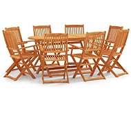 9-piece folding garden dining set solid eucalyptus wood, 3087156 - Garden Furniture