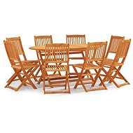 9-piece folding garden dining set solid eucalyptus wood, 3087158 - Garden Furniture