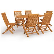 7-piece garden dining set solid teak wood, 3059586 - Garden Furniture