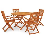 5-piece folding garden dining set solid eucalyptus wood, 3087161 - Garden Furniture