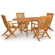 5-piece garden dining set solid teak wood, 3059587 - Garden Furniture