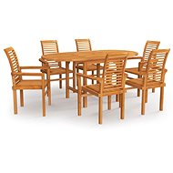 7-piece garden dining set solid teak wood, 3059590 - Garden Furniture