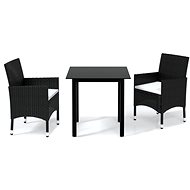 3-piece garden dining set with cushions polyrattan black , 3094973 - Garden Furniture