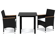 3-piece garden dining set with cushions polyrattan black , 3094997 - Garden Furniture