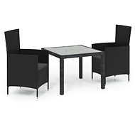 3-piece garden dining set with cushions polyrattan black, 3094865 - Garden Furniture