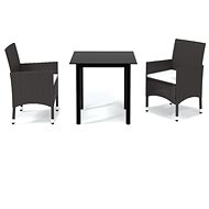 3-piece garden dining set with cushions polyrattan brown , 3094991 - Garden Furniture