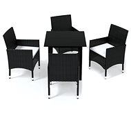 5-piece garden dining set with cushions polyrattan black , 3094974 - Garden Furniture
