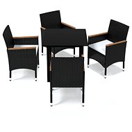5-piece garden dining set with cushions polyrattan black , 3094998 - Garden Furniture