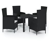 5-piece garden dining set with cushions polyrattan black, 3094842 - Garden Furniture