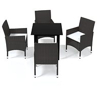 5-piece garden dining set with cushions polyrattan brown , 3094992 - Garden Furniture