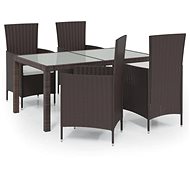 5-piece garden dining set with cushions polyrattan brown, 3094819 - Garden Furniture