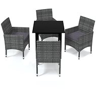 5-piece garden dining set with cushions polyrattan grey , 3094980 - Garden Furniture