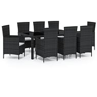 9-piece garden dining set with cushions polyrattan, 3094846 - Garden Furniture