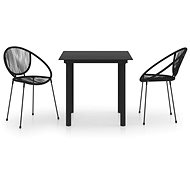 3-piece garden dining set PVC rattan black, 3060225 - Garden Furniture