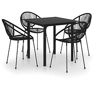 5-piece garden dining set PVC rattan black, 3060226 - Garden Furniture