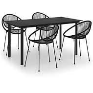 5-piece garden dining set PVC rattan black, 3060227 - Garden Furniture