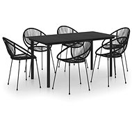 7-piece garden dining set PVC rattan black, 3060228 - Garden Furniture