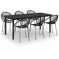 7-piece garden dining set PVC rattan black, 3060229 - Garden Furniture