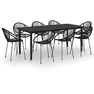 9-piece garden dining set PVC rattan black, 3060230 - Garden Furniture