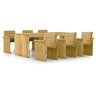 7-piece garden dining set with cushions impregnated pine , 3065730 - Garden Furniture