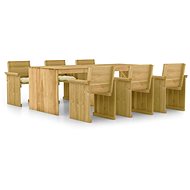 7-piece garden dining set with cushions impregnated pine , 3065731 - Garden Furniture