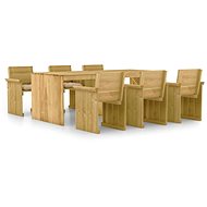 7-piece garden dining set with cushions impregnated pine , 3065732 - Garden Furniture