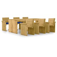 7-piece garden dining set with cushions impregnated pine , 3065733 - Garden Furniture