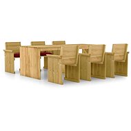 7-piece garden dining set with cushions impregnated pine , 3065738 - Garden Furniture