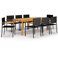 9-piece garden dining set black, 3067902 - Garden Furniture