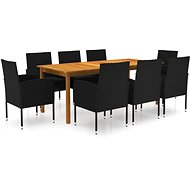 9-piece garden dining set black, 3067931 - Garden Furniture