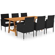 7-piece garden dining set black, 3068838 - Garden Furniture