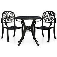 3-piece bistro set cast aluminium black, 3070572 - Garden Furniture