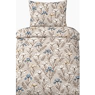 4sleep Bavlněné povlečení Lux  140 × 200, 70 × 90 cm, kosatce na béžové - Bed Linen