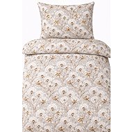 4sleep Bavlněné povlečení Lux  140 × 200, 70 × 90 cm , pampelišky béžové/šedé  - Bed Linen