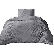 4sleep Bavlněné saténové povlečení 140 × 200, 70 × 90 cm, zik zak šedý - Bed Linen