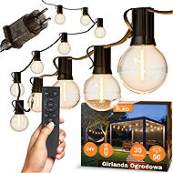 Smart LED Dimmable Garden Garland 30m 50× E12 LED Bulb 24V, Remote Control - Light Chain