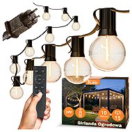 Smart LED Dimmable Garden Garland 10m 15× E12 LED Bulb 24V, Remote Control - Light Chain