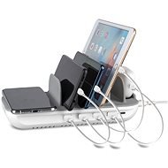 4smarts Charging Station Family Evo 63W with PD, Wireless Charger and Cables, grey / white - Töltőállvány