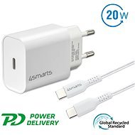 4smarts Wall Charger VoltPlug PD 20 W and USB-C to USB-C Cable, 1,5 m, fehér - Töltő adapter