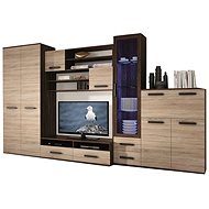 Nejlevnější nábytek Aslin, wenge/dub sonoma včetně LED - Obývací stěna