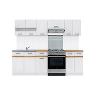 Nejlevnější nábytek Kuchyně Jamison 240 cm, korpus bílý, dvířka bílý lesk - Kitchen Unit