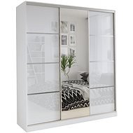 Nejlevnější nábytek Litolaris 180 so zrkadlom – biely lesk - Šatníková skriňa