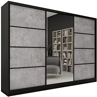 Cheapest furniture Harazia 280 with mirror - black matt / concrete - Wardrobe