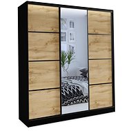 Cheapest furniture Harazia 150 with mirror - black matt / oak wotan - Wardrobe