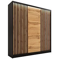 Cheapest furniture Insular 3D 150 without mirror - black matt / oak wotan - Wardrobe